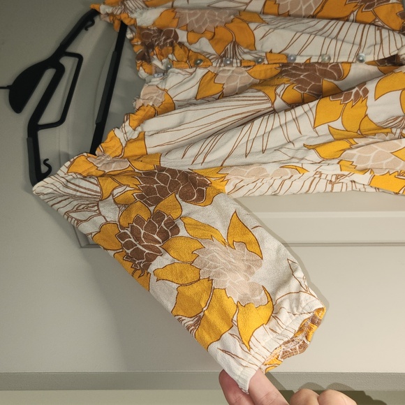 Fighting Eel Ava Sky Top Oceana Cream Palawan Sunflower Blouse Off-Shoulder XS - Picture 11 of 14